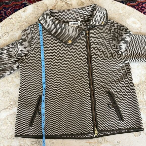 Ports International 100% Merino Wool Herringbone Moto Style Zipped Jacket - Picture 16 of 17